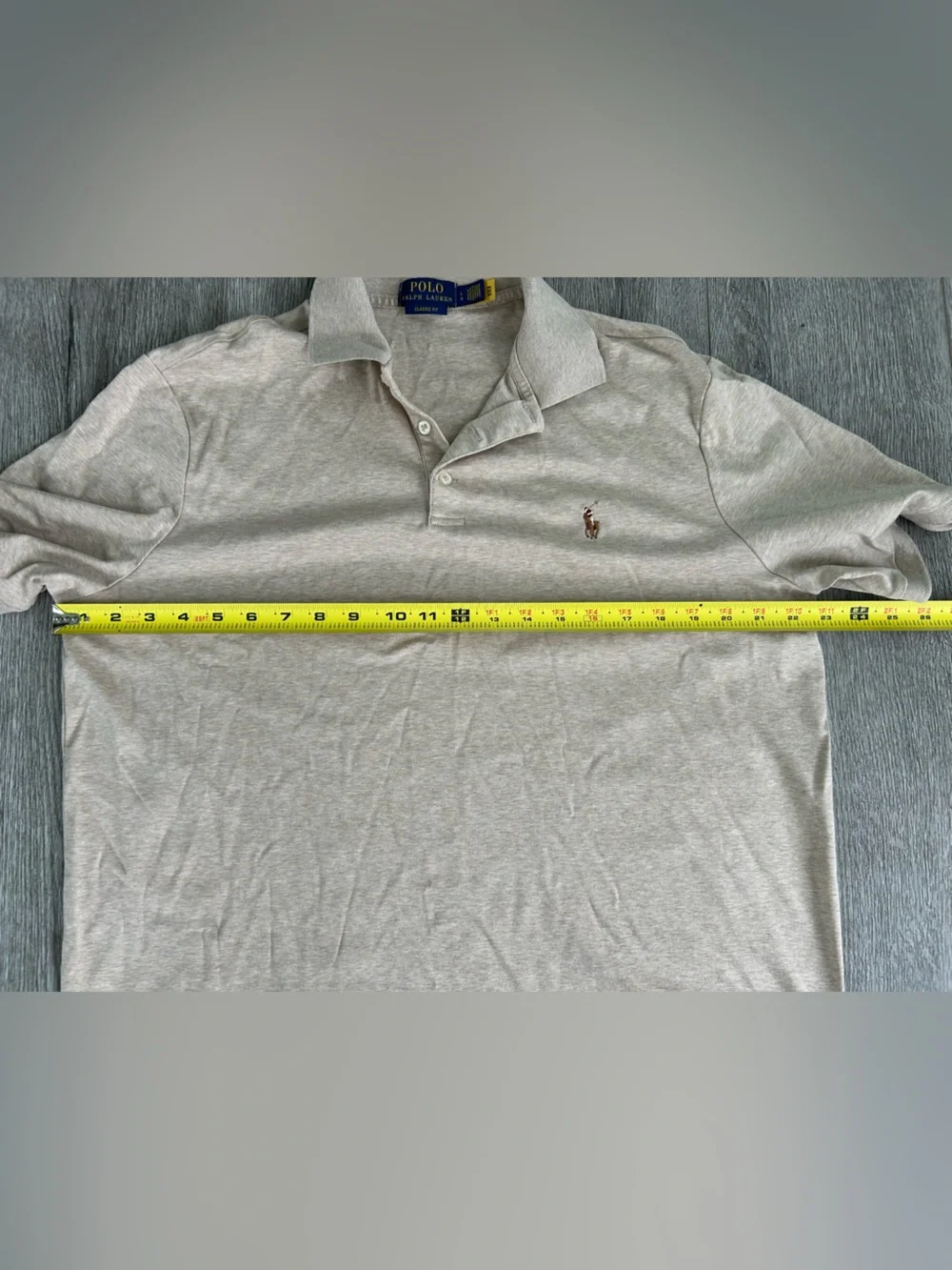 Ralph Lauren Men's Light Beige Polo Shirt with Embroidered Pony large
